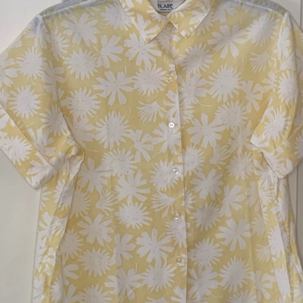 Set Of 2 Vintage Blair Women’s Floral Print Button Up Short Sleeve Blouse - Picture 9 of 13